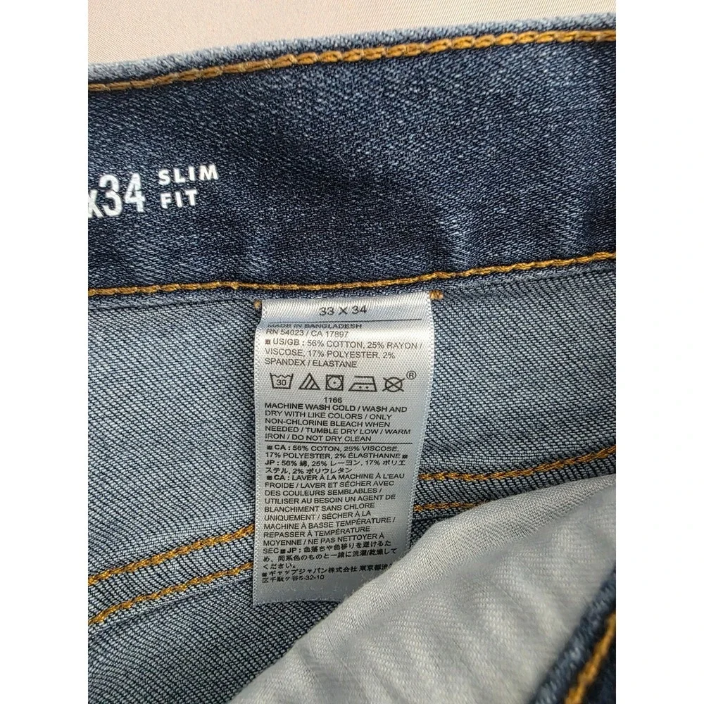 Banana Republic Travel Jeans Mens 33x34 Slim Fit Blue Denim Stretch Pants